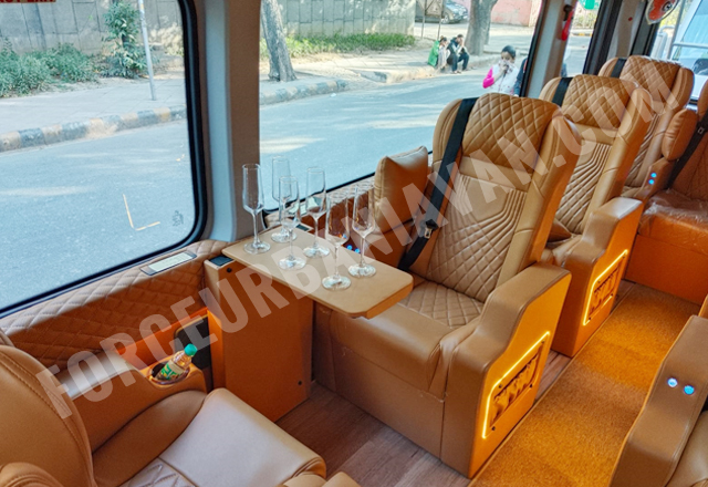 delhi to katra vaishno devi yatra by 10+1 seater force urbania luxury van with modified seats hire in delhi